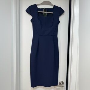 Roland Mouret Navy Structured Midi Dress
